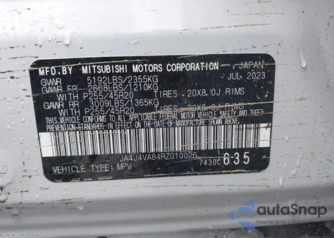 2024 Mitsubishi Outlander Se 2.5 S-Awc из США, поврежденный, VIN JA4J4VA84RZ010026